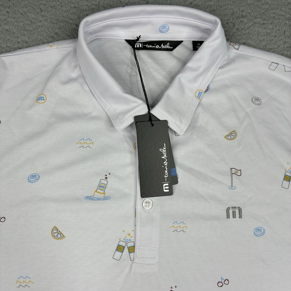 TravisMathew x High Noon Polo Shirt Men's XL Blue Performance Golf NWT
